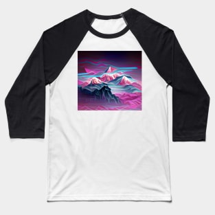 Synthwave Aesthetic Mountains Baseball T-Shirt